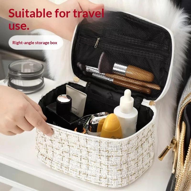 Waterproof Cosmetic Bag Large Capacity Smooth Double Zippers Soft Grip Handle Lightweight Toiletry Organizer for Trip