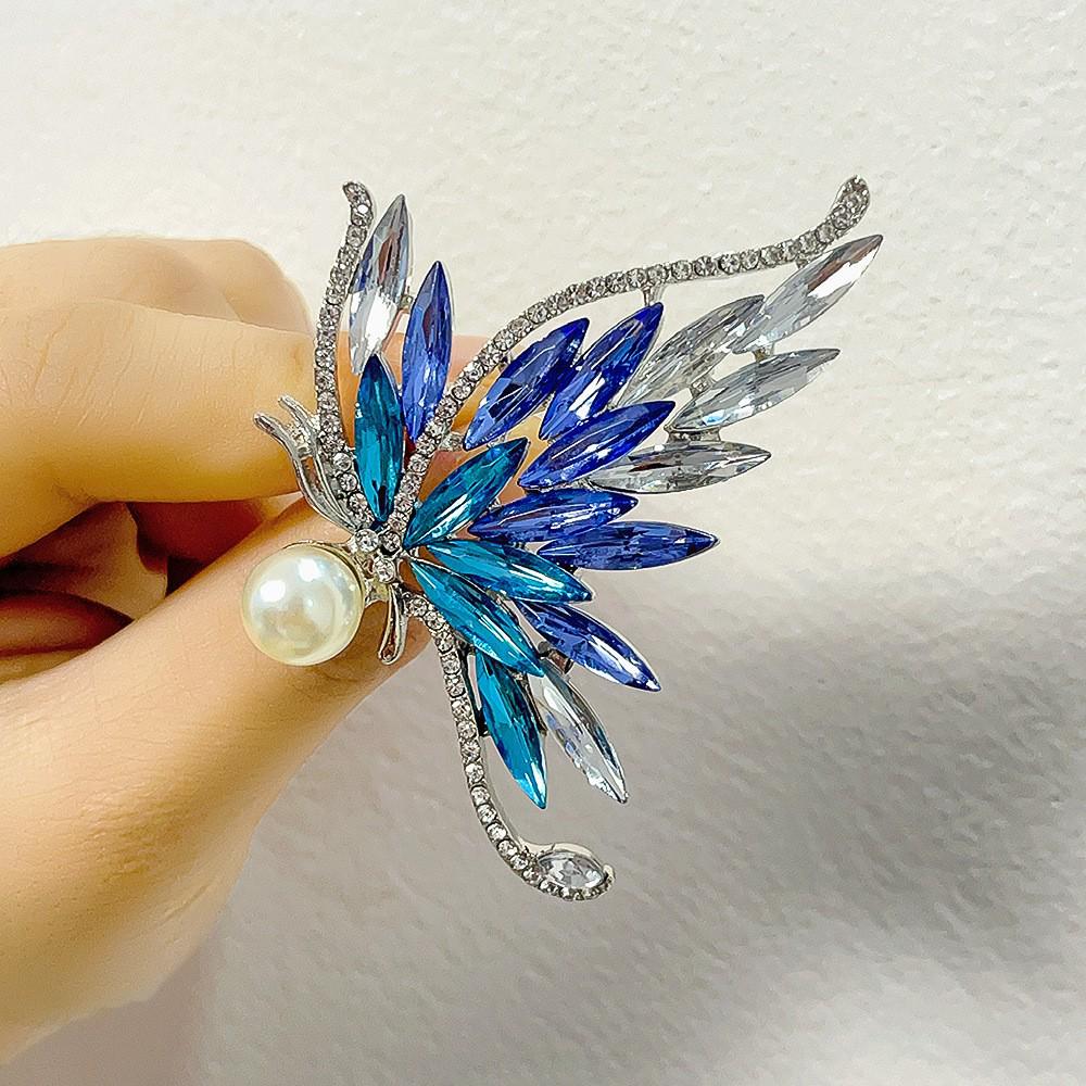 High-End Pearl & Rhinestone Butterfly Brooch for Women's Fashion Suits and Scarves