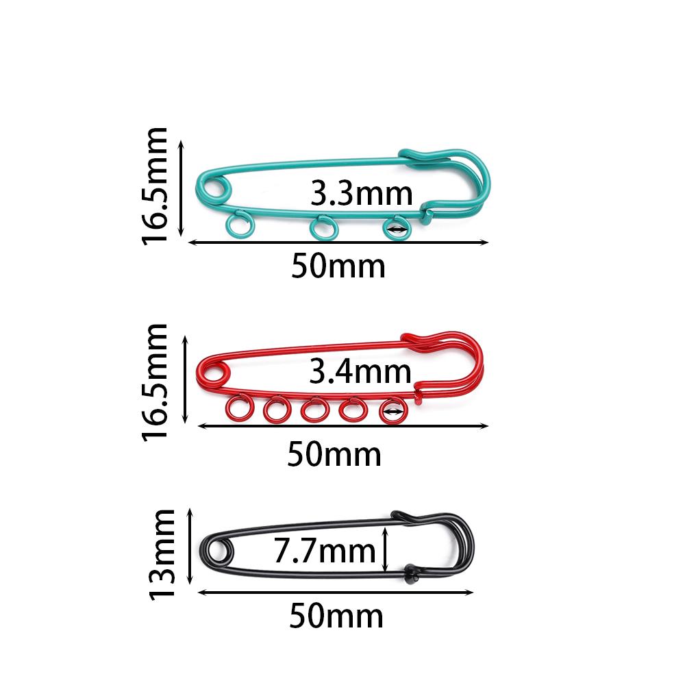 10pcs/lot Colorful Safety Pins Brooch Blank Base Brooch Pins 3/5 Rings Jewelry Pin for DIY Jewelry Making Supplies Accessorie
