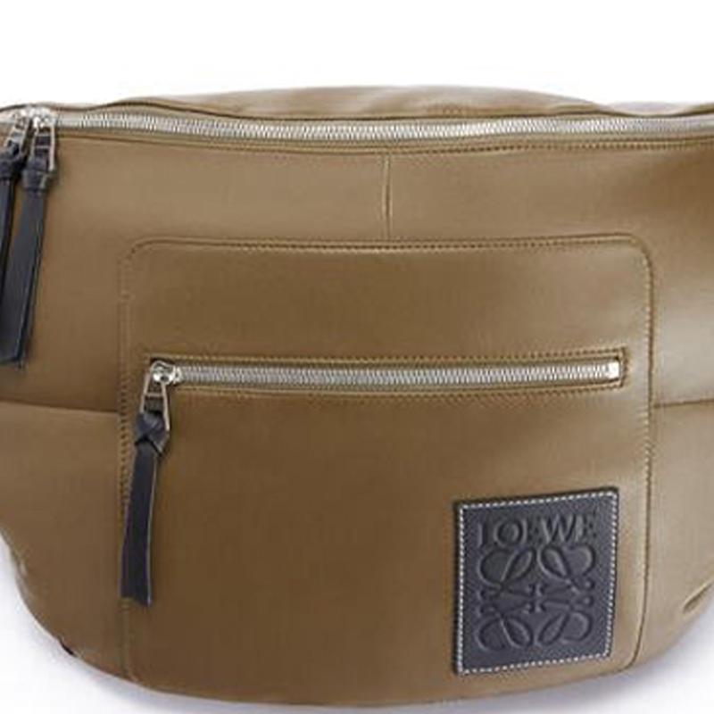 Loewe Fabric And Leather XL Chest Bag Crossbody Bag Waist Bag Men bags Khaki-Brown Black B687C60X01-5553