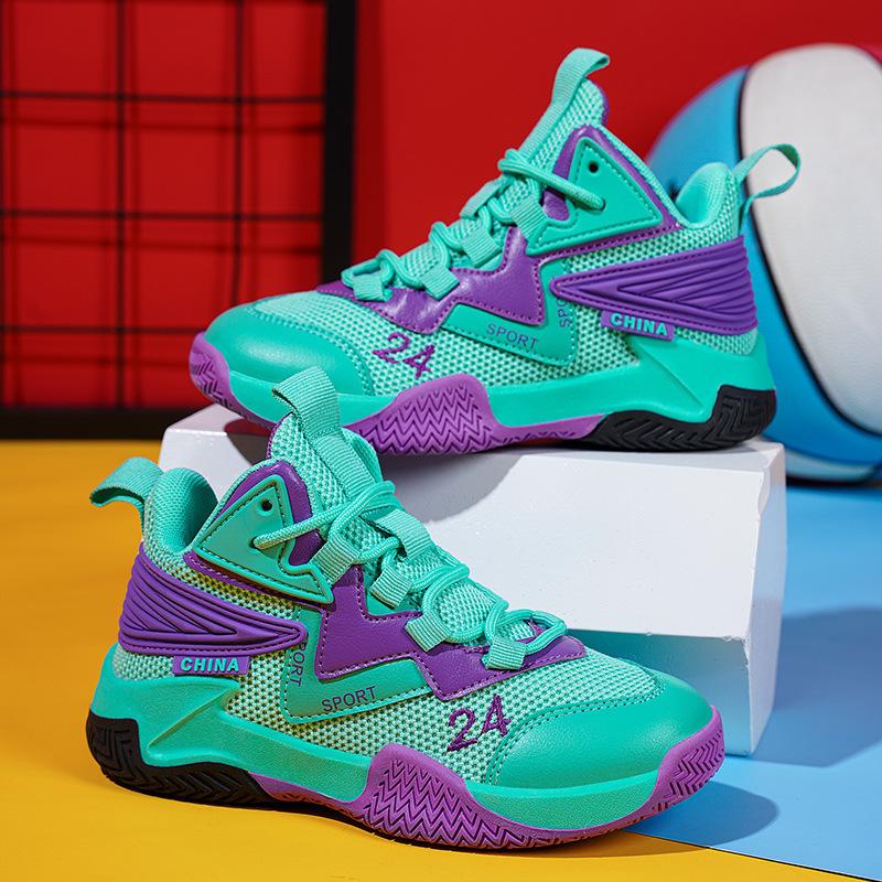 

Детские дышащие баскетбольные кроссовки из сетки на весну/осень - Детские нескользящие спортивные кроссовки Size 39, Insole 24.5cm