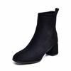 Fashion small short boots women's autumn and winter new black round head thick heel elastic velvet thin boots short boots bare boots