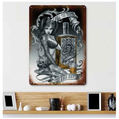 [Q7124] - Retro Metal Plaque 'You Pay the Devil' Skull - 40x30 Cm