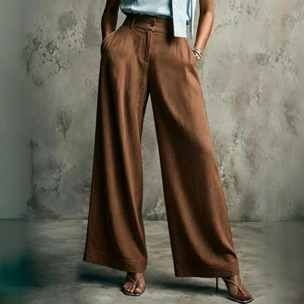 Women High Waisted Wide Leg Palazzo Pants Light Blue Denim Look Trousers