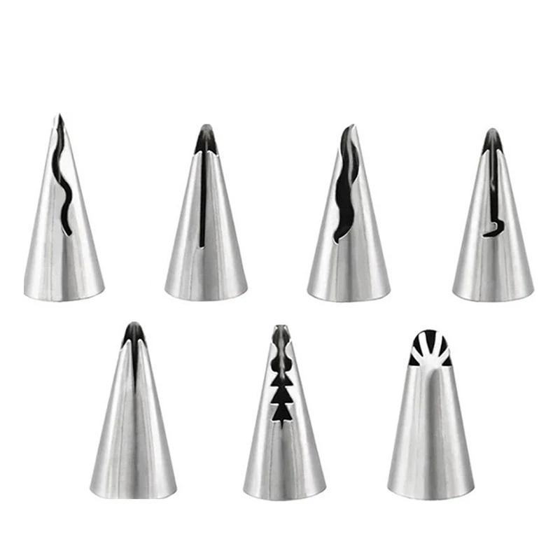 7Pcs/set Piping Nozzle Wedding Russian Nozzles Pastry Puff Skirt Icing Piping Nozzles Pastry Decorating Tips Cupcake Decoration