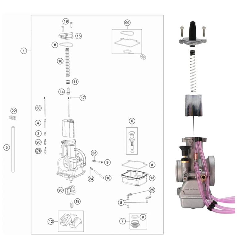 ATV Off-Road Racing Vehicle Carburetor Flat Slide For Mikuni 38MM TX Series 2 STROKE CARB 38MM TX38 Replacement Part серебряный