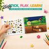 Creative Drawing Pads for Children Coloring Book with Animal Stickers, Rich Cartoon Patterns Coil Binding Skill Building Activity Book, Kids
