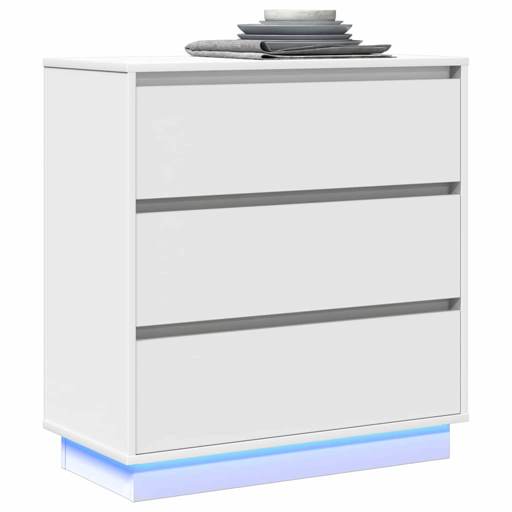 White Nightstand with Drawers 71 x 34.5 x 75 cm Engineered Wood