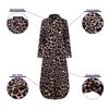 Summer Leopard Print Long Sleeve Shirt Dress for Women