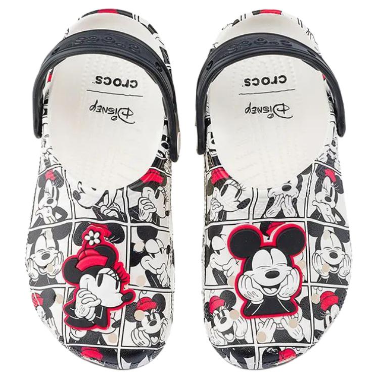 Disney x Crocs Classic Mickey & Minnie Mouse Versatile Comfortable Hole Shoes Women's Black & White