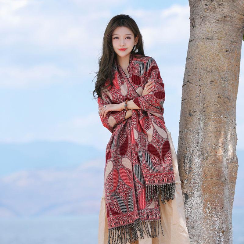 Bohemian Cloak Xizang Yunnan Thickened Scarf Women's Retro National Style With Over Cape