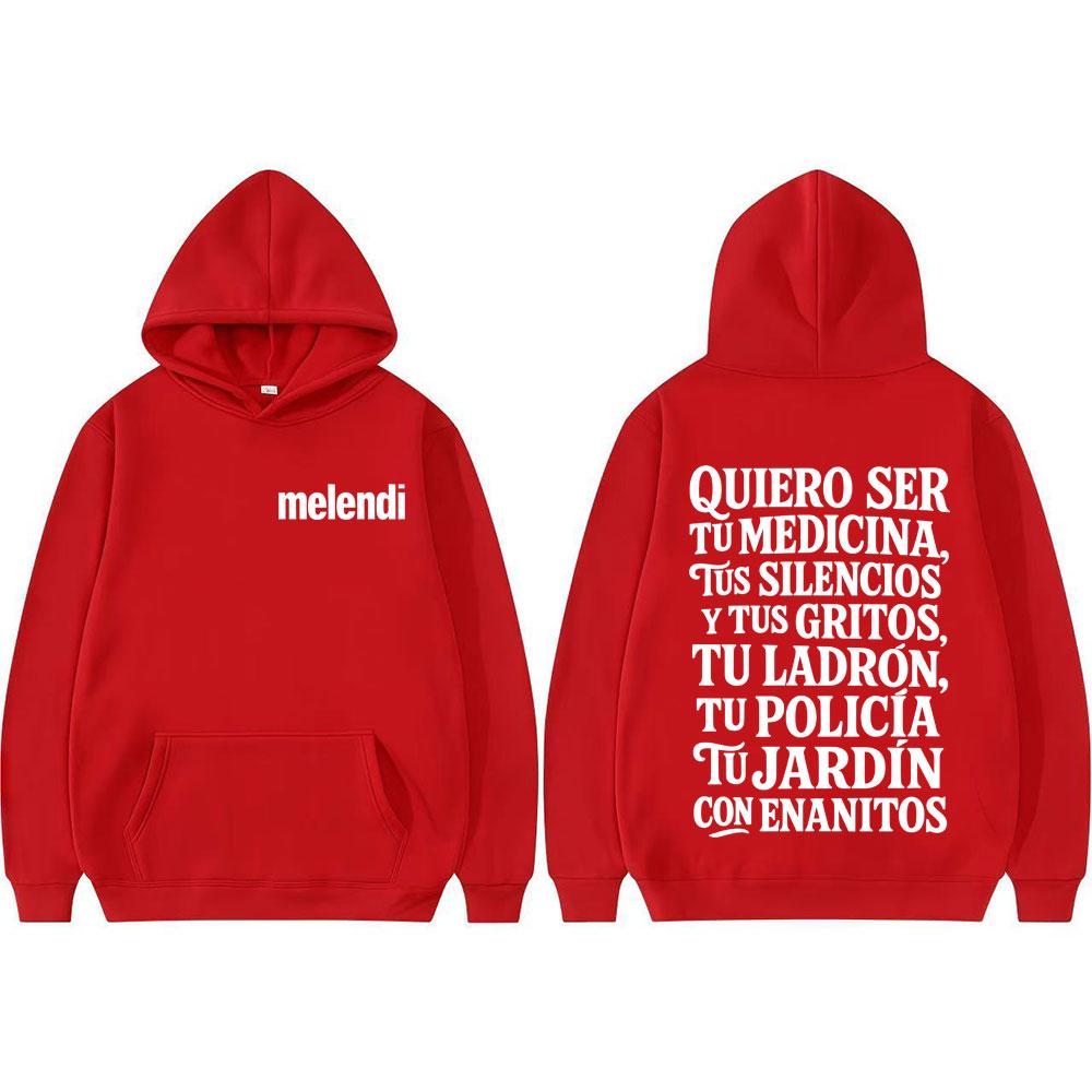 Rapper Melendi Jardín Con Enanitos Letters Print Sweatshirts Men Women Oversized Retro Hip Hop Hoodie Tops Long Sleeve Pullovers