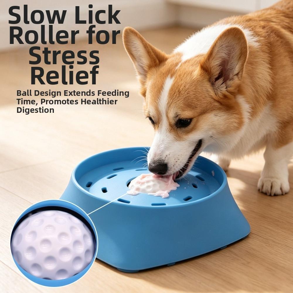 Non-Slip Dog Liquid Lick Bowl Large Capacity Anti-Spill Slow Feeder Dog Bowl Anti-Choking Rolling Ball Dog Licking Toy Ice Cream