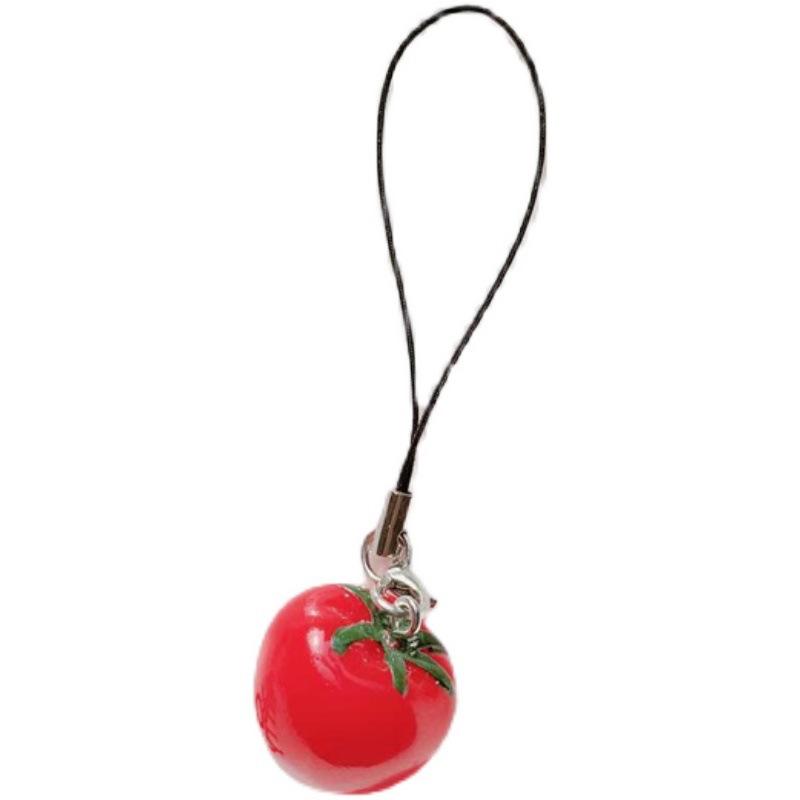 Red Strawberry Tomato Keychain Resin Fruit Charm Cute Pendant for Phone Case/Bag Ideal Birthday Gift for Women And Girls