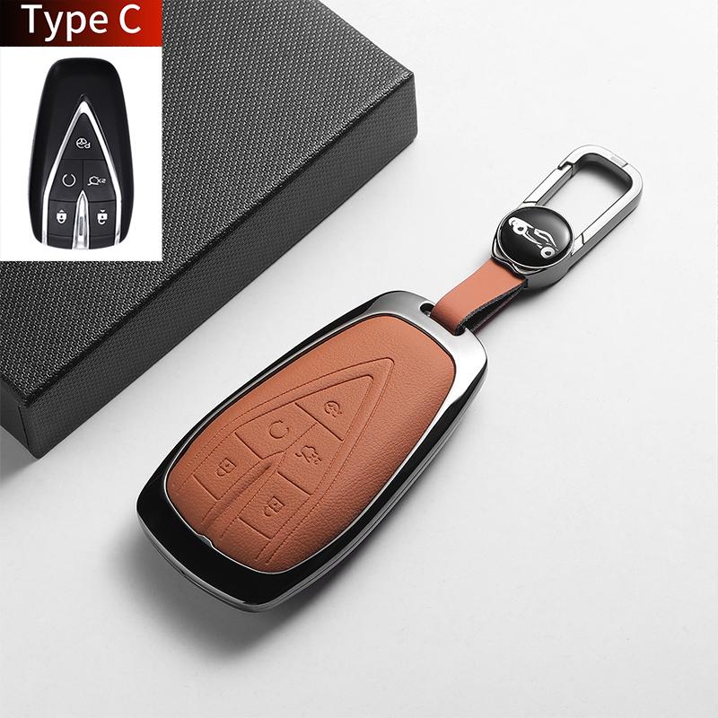 For Changan DEEPAL S07 L07 SL03 S7 G318 S05 Leather Metal Car Key Case Cover Key Protection Shell Fob Key Case Holder Accessorie
