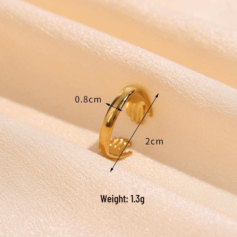 Adjustable Minimalist Geometric Open Stainless Steel Women's Ring - Gold-Plated, Hydraulic Vacuum Finish
