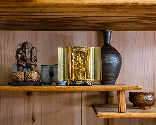 Buddhist Statue of Seishi Bodhisattva In a Shrine (gold Plated/24k Gold) by Sculptor Keishu Watanabe. Original Model (born In the Year of the Horse).