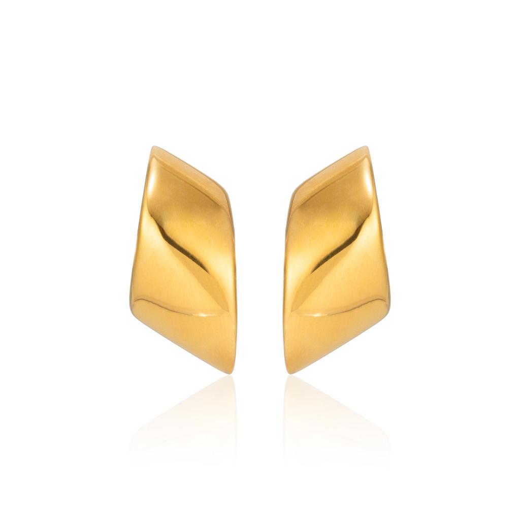 Elegant Gold Hip Hop Geometric Curved Stud Earrings