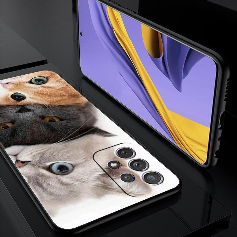 Kawaii Love Cat Phone Case For Samsung Galaxy A17 A07 A55 A35 A25 A15 A05s A33 5G A31 A23 A21s A13 A41 A73 A53 A51 A71 A03 Cover