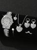 Ladies Watch Cornucopia Fashion Casual Roman Quartz Set, Full Diamond Bracelet Fashion Watch
