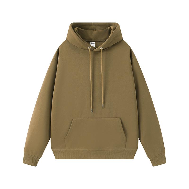 Men's and Women's Warm Cotton Hooded Sweatshirt - Plain Color, Loose Fit, Autumn Winter Style