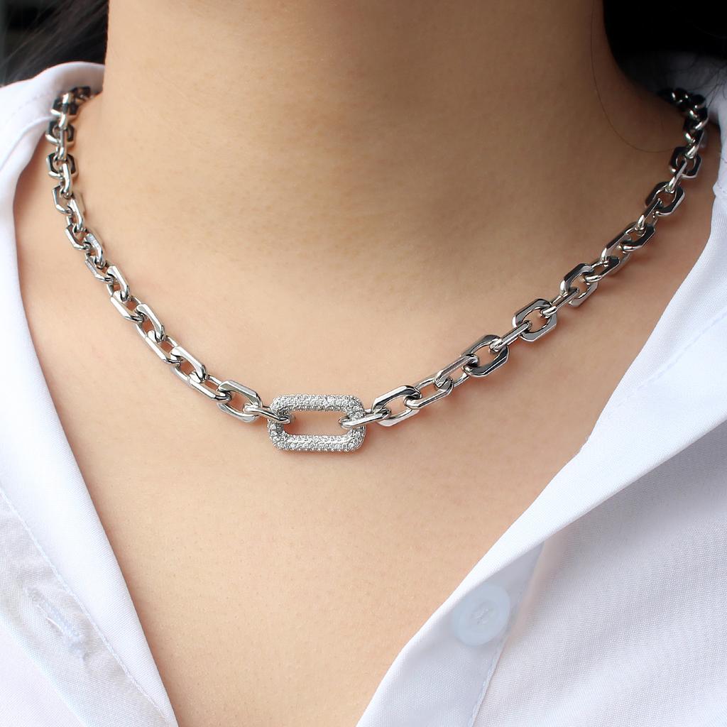 New Arrival Fashion Jewelry 18k Gold Plated Stainless Steel Simple O Chain Inset Zircon Necklace Bracelet Jewelry  for Women