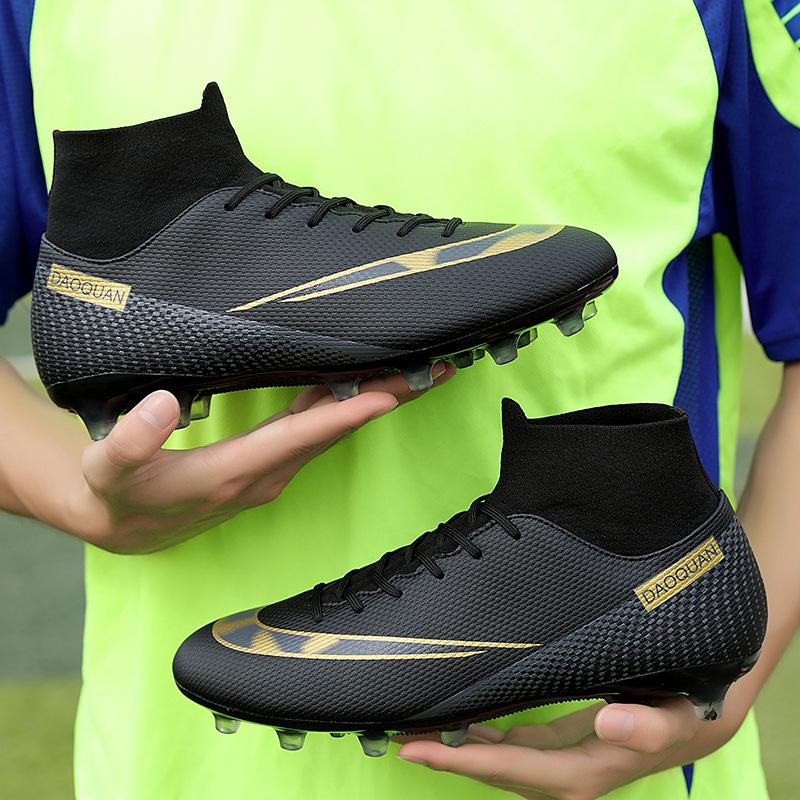 Men's and Women's Same Football Shoes Men's and Children's High-top Students Neymar Broken Nails AG Long Nails Breathable Game Shoes