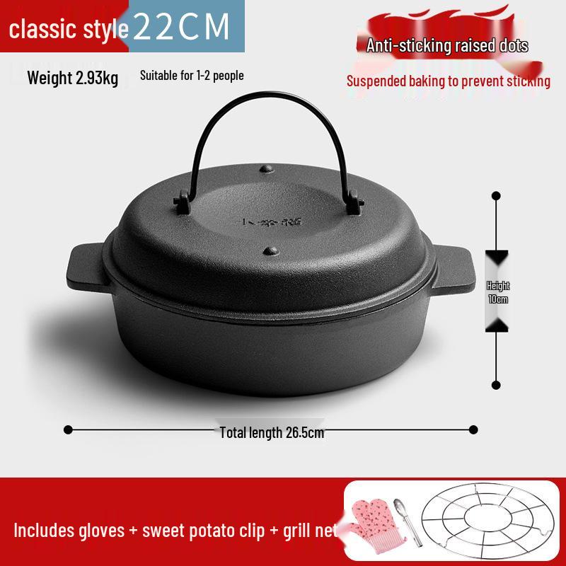 Thickened Cast Iron Sweet Potato Roasting Pot and Corn Grill