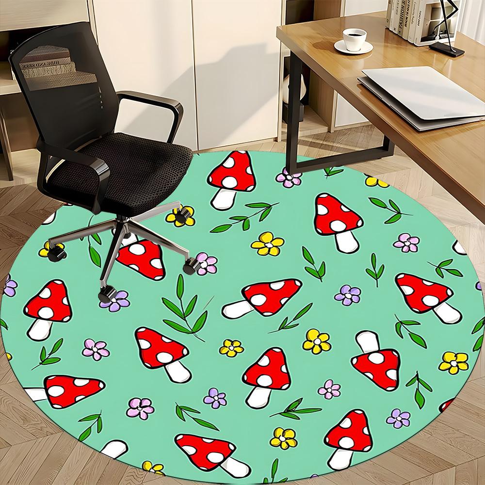 1PC Mushroom Pattern Chair Carpet for Office, Indoor Non-Slip Washable Carpet, Soft Comfortable Mat For Office Room yy250930225
