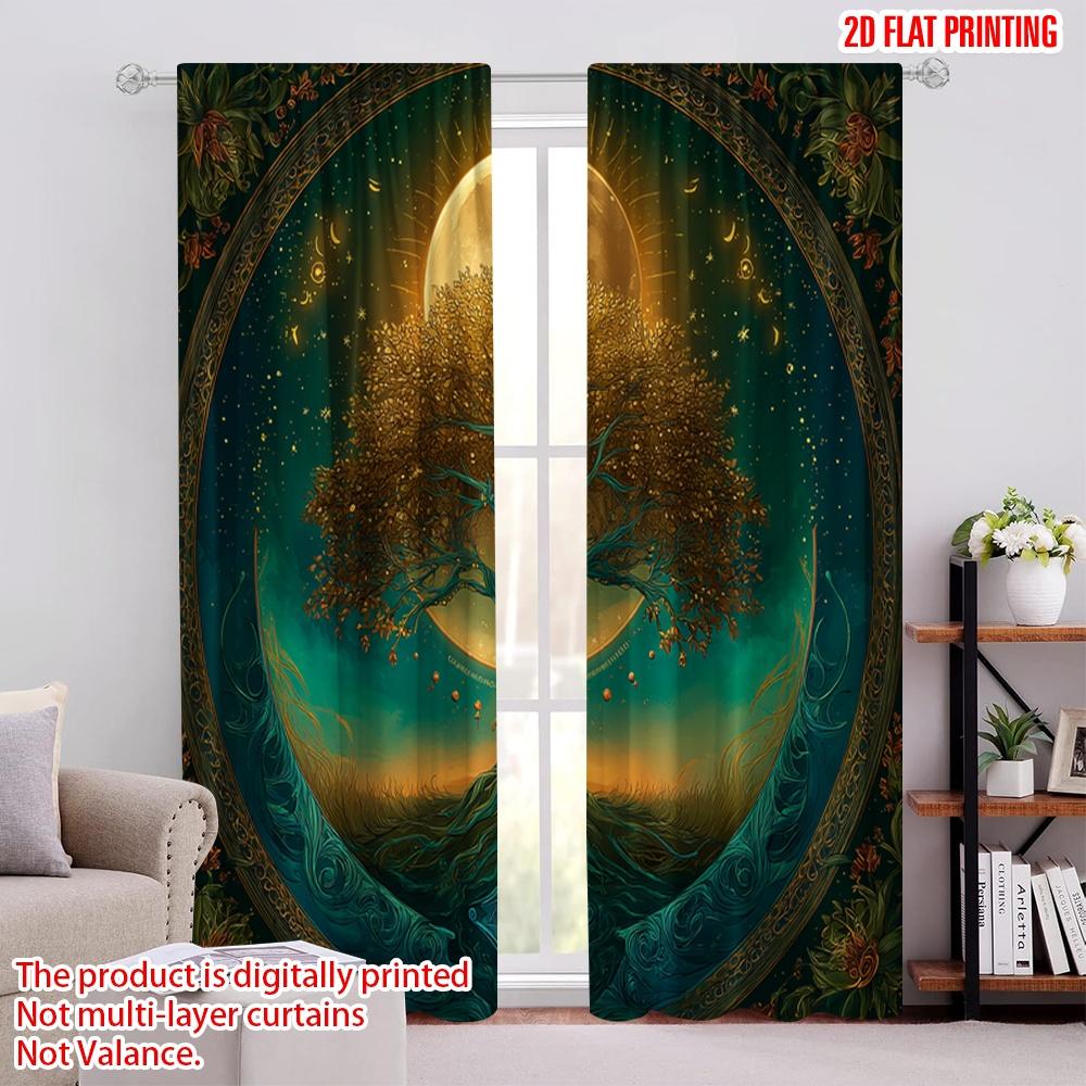 

2pcs,2D plane printing Print Curtains Ethereal Tree Polyester Easy Install (without rod) Outdoor Decorations Use for Living 52.50 × 116.00 cm 2 pcs