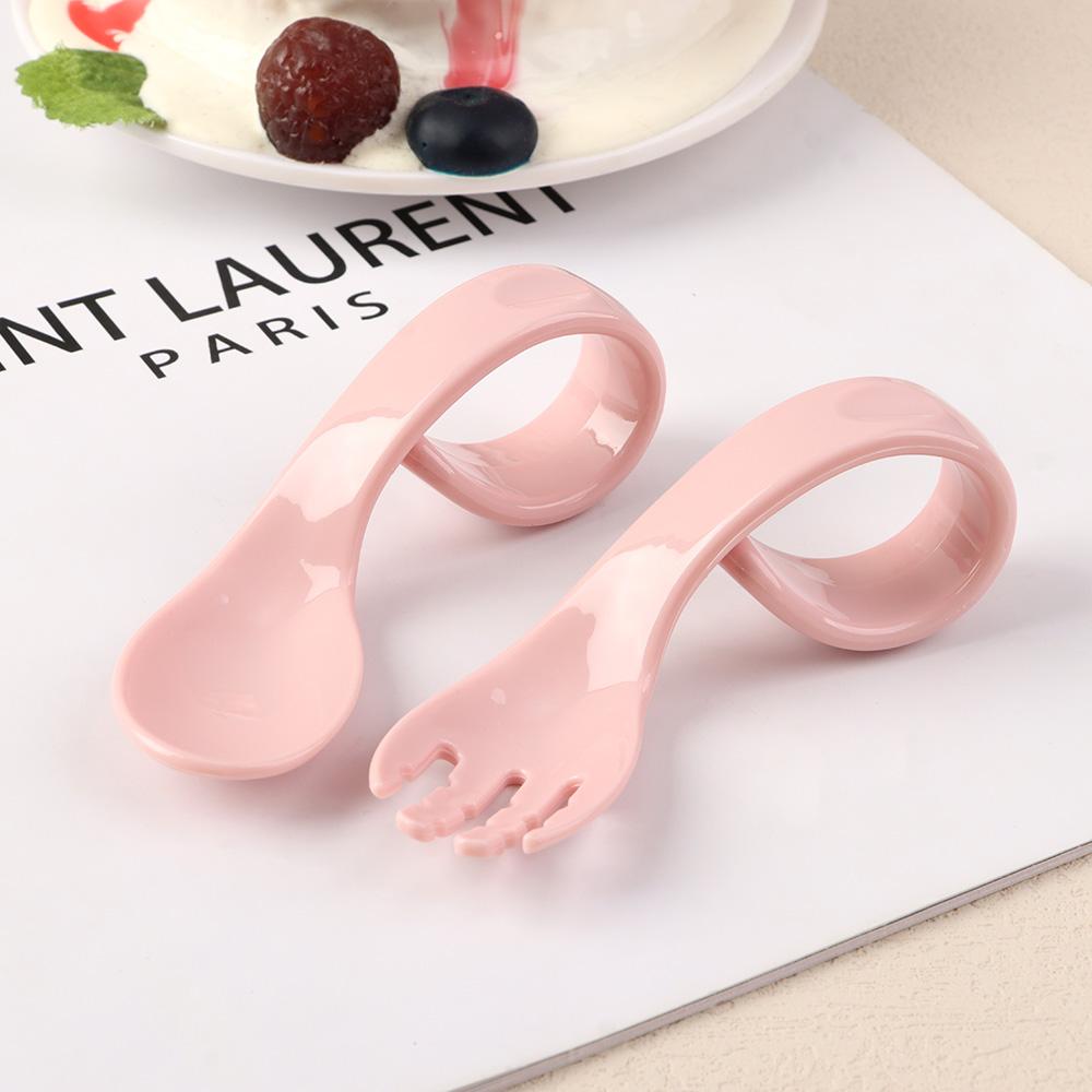Portable Tableware Sets Antislip Utensils Infant Training 2Pcs/Set Twist Fork Spoon Suit Baby