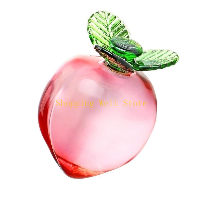 KX4B Miniature Glass Fruit Statue Decorative Paperweight Tabletop Ornament for Desk