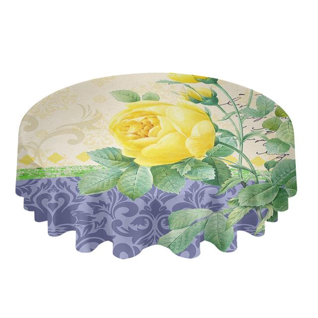 Mantel Redondo con Textura de Patrón Vintage Flor de Hibisco Decoración de Cocina Impermeable Cubierta para Mesa de Comedor/Café