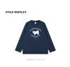 Korean INS Style Cartoon Print Couple Long Sleeve T-Shirt - Autumn/Winter, Pure Cotton, Loose Fit, Round Neck Top