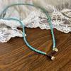 Yuan You High-End Turquoise Beaded Necklace: Non-Fading, Temperament-Personality Clavicle Chain for Women