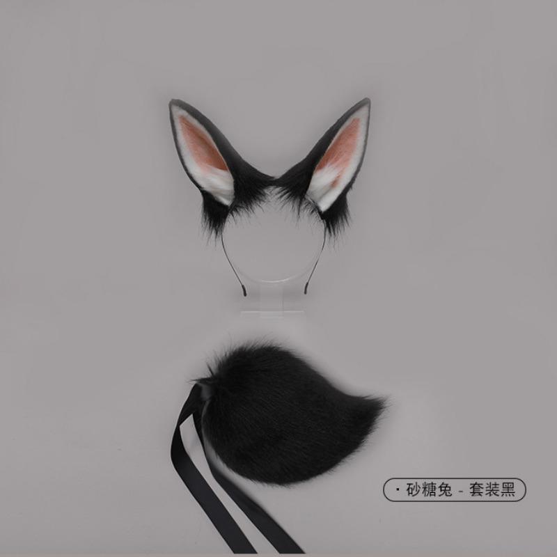 Simulation Beast Ear Tail Suit Fashion Accessories One Piece Sugar Rabbit Plush Rabbit Ears Headband Headgear Hair Accessories