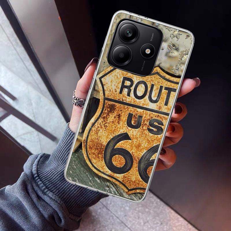 America Route 66 Phone Case For Xiaomi Redmi Note 15 14 14S 13 12S 12 Pro Plus 11S 11 10S 10 4G Cover 11E 11T 5G Print Fundas Re