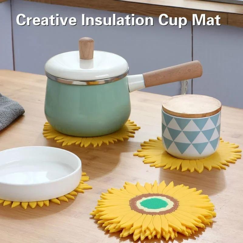 Nordic Creative Insulation Pad Tea Coaster Silicone Placemat Round High Temperature Resistant Anti-scalding Pad