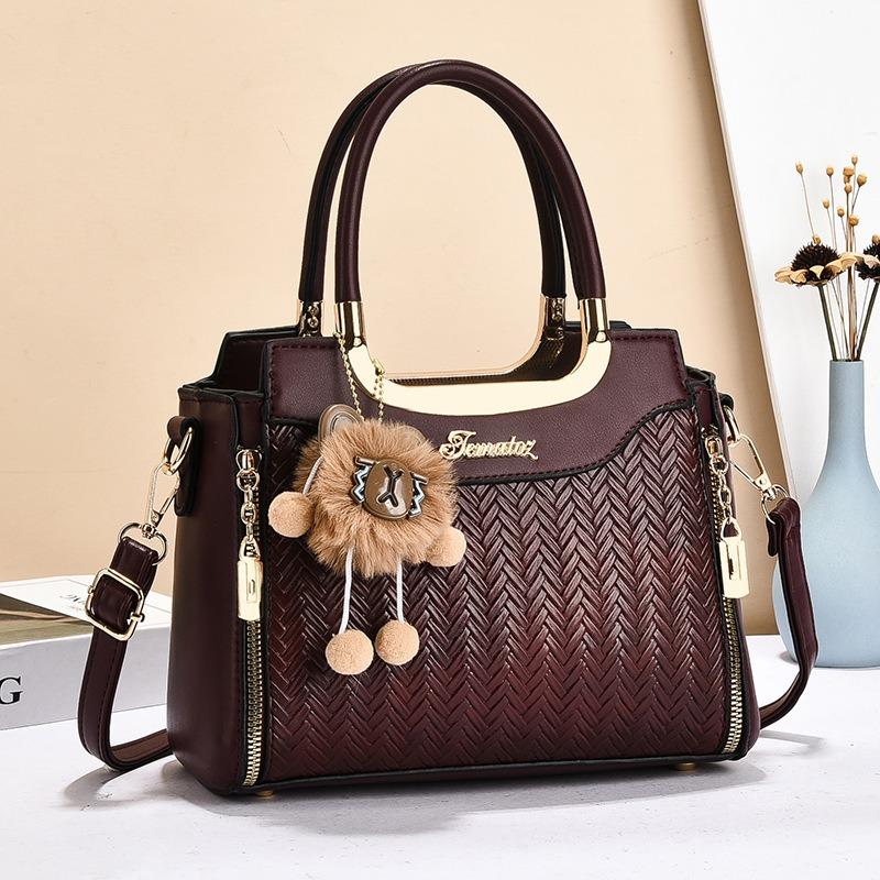 New High-end Large-capacity Light Luxury Handbag Woven Shoulder Bag Messenger Bag Women's Middle-aged Mother Bag