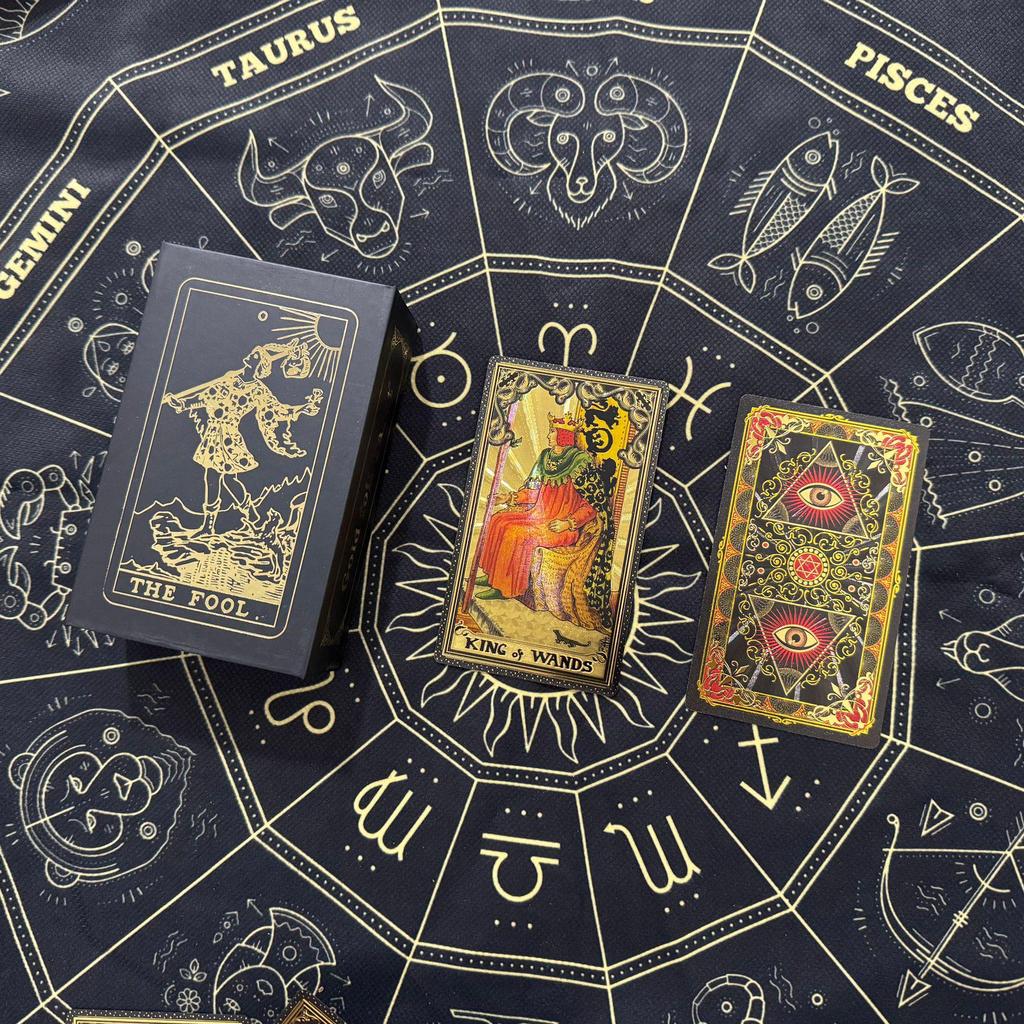 Gold Foil Waterproof PVC Tarot Cards - Color Printed Table Game with Hot Stamping