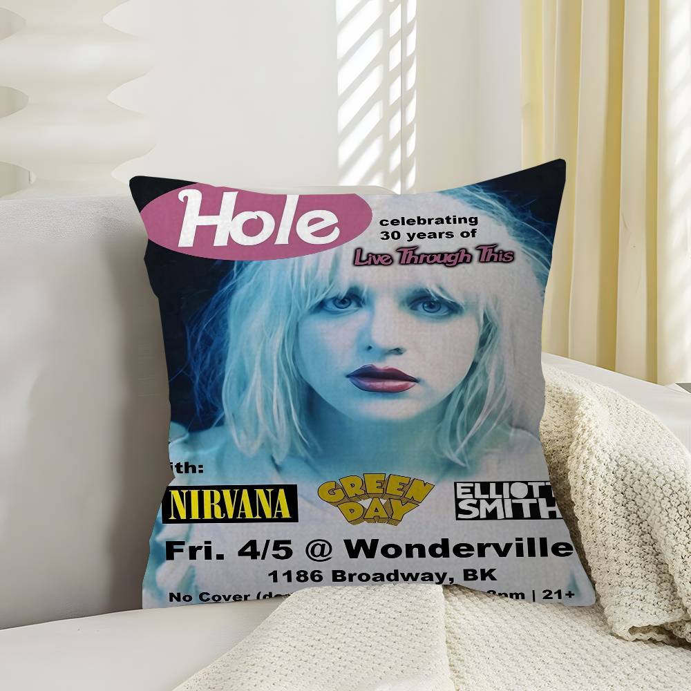 Alternative Rock Band Hole Pillow Covers Cartoon Sofa Decorative Home Doublesided Printing Short Plush Cute Cushion Cover