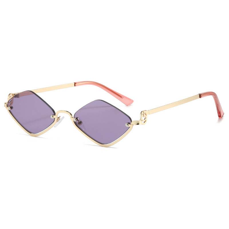 Luxury Brand Metal Sunglasses for Women Men New Half Frame Diamond Shaped Sunglasses Dopamine Small Outdoor Sunglasses