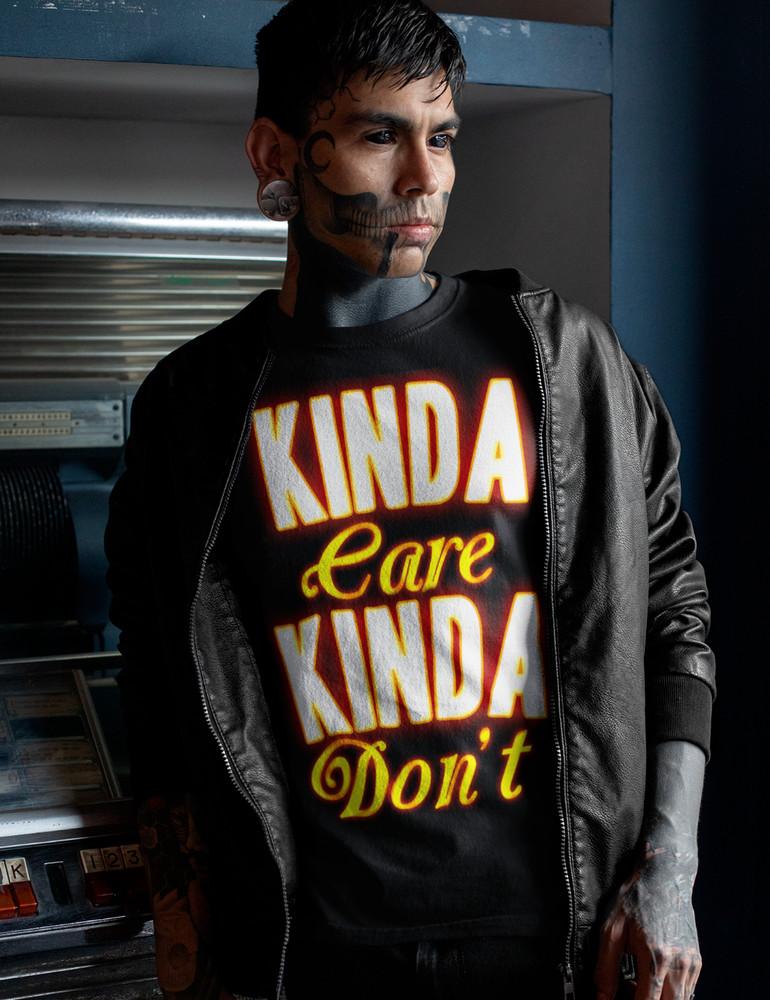 

Kinda Care Kinda Dont T-Shirt Mens Sarcastic Humour Attitude Antisocial Funny M
