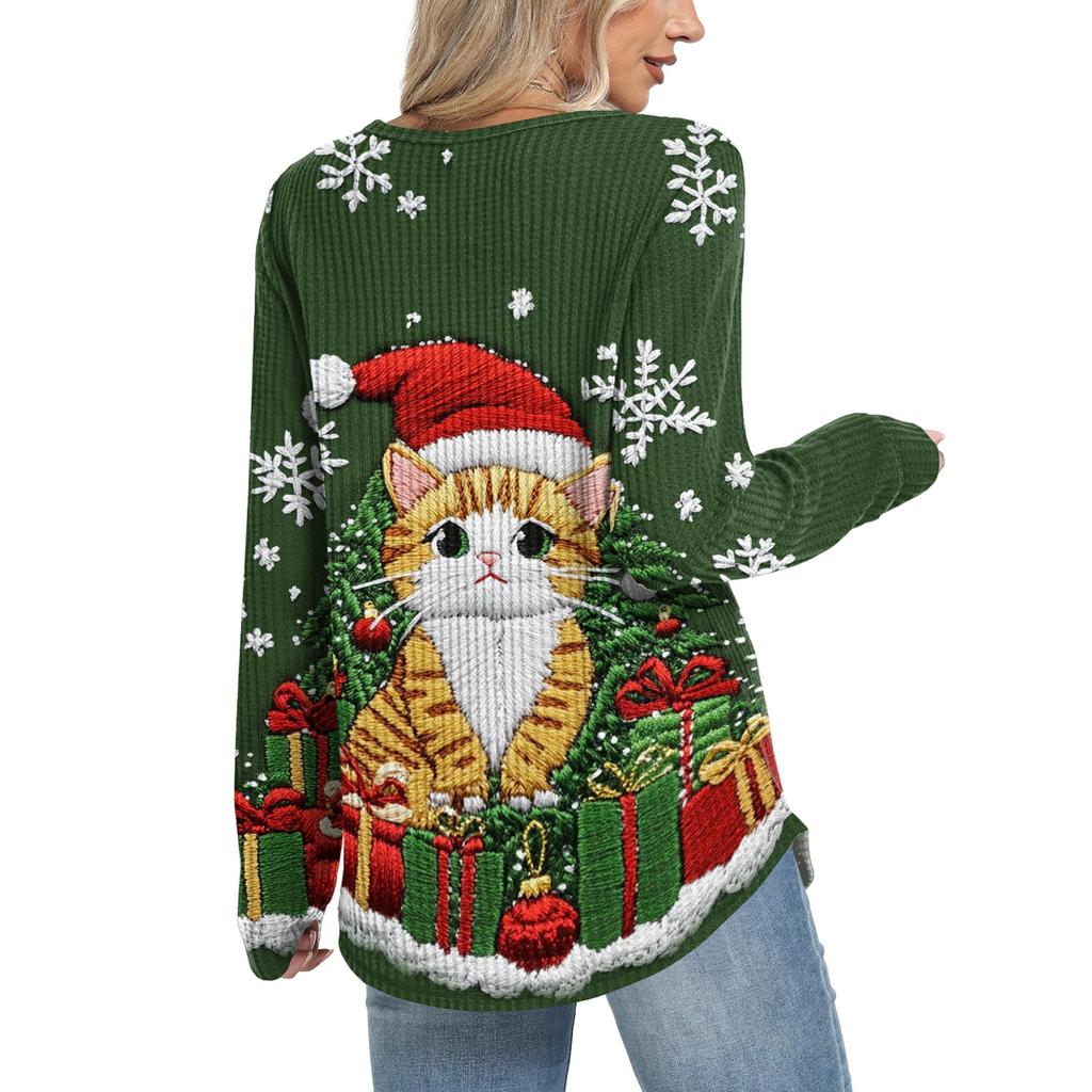 Dámská móda Dlouhý rukáv Vánoční Volný Dlouhý rukáv Kulatý výstřih Ležérní Top