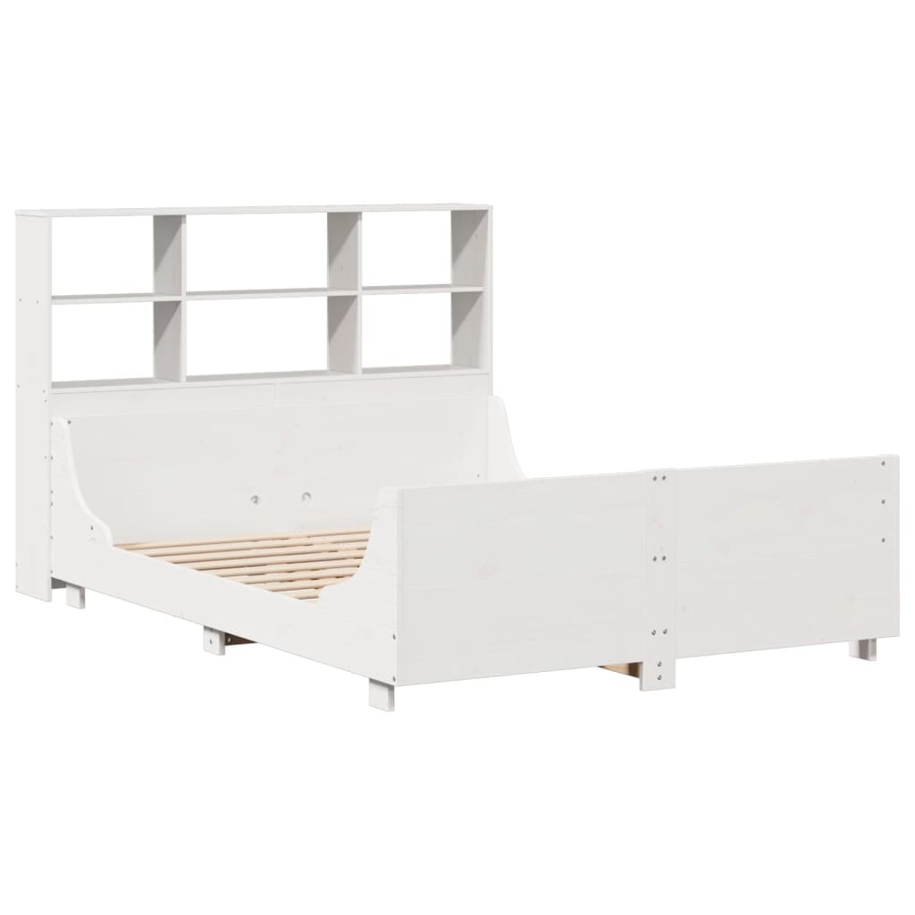 Solid Wood Bed with Shelf Without Mattress White 160x200 cm