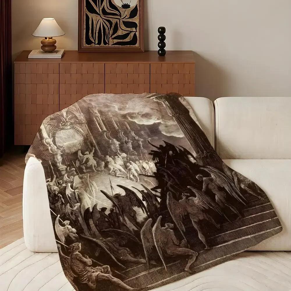 Artist G-Gustave D-Dore Throw Flannel Throw Blanket, Lightweight Cozy, Durable Washable cute Cool
