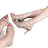 2025 New Spring Women Rhinestone Glitter High Heel Sandals Pointed Toe Transparent Slippers Natural Color Crystal Decor
