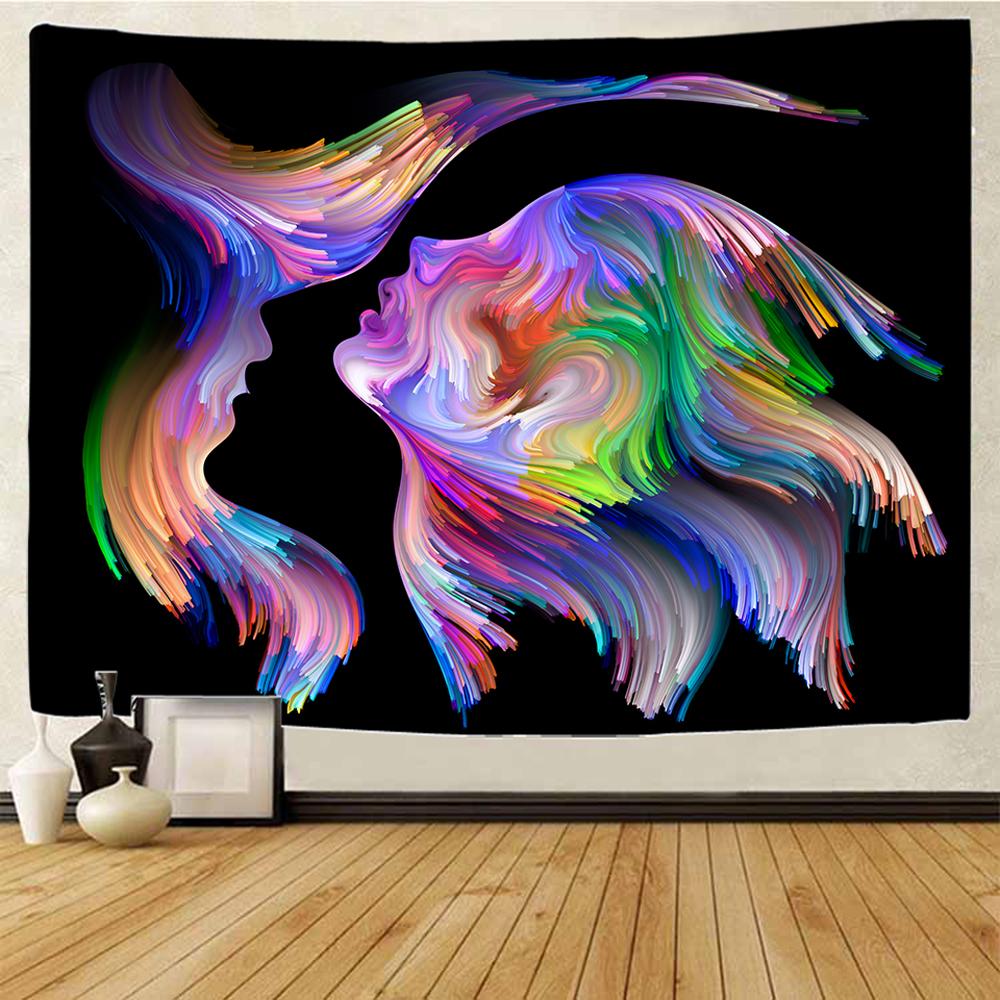 Colorful Abstract Couple Figure Art Tapestry Psychedelic Scene Hippie Boho Decor Tapestry Sheet Beach Towel Room Home Decor