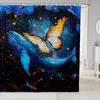 Kids Whale Shower Curtain Galaxy Glitter Butterfly Lbathroom Shower Curtain Sets for Boys Girls ,Sealife Ocean Sea Themed Fabric
