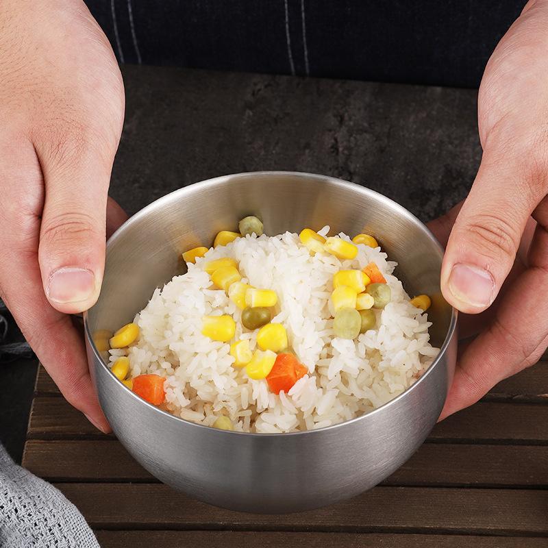 304 Edelstahl Doppelschicht Suppenschüssel Verdickte koreanische Nudelschüssel Haushaltsverbrühungsschutz Reisschüsseln Küchengeschirr